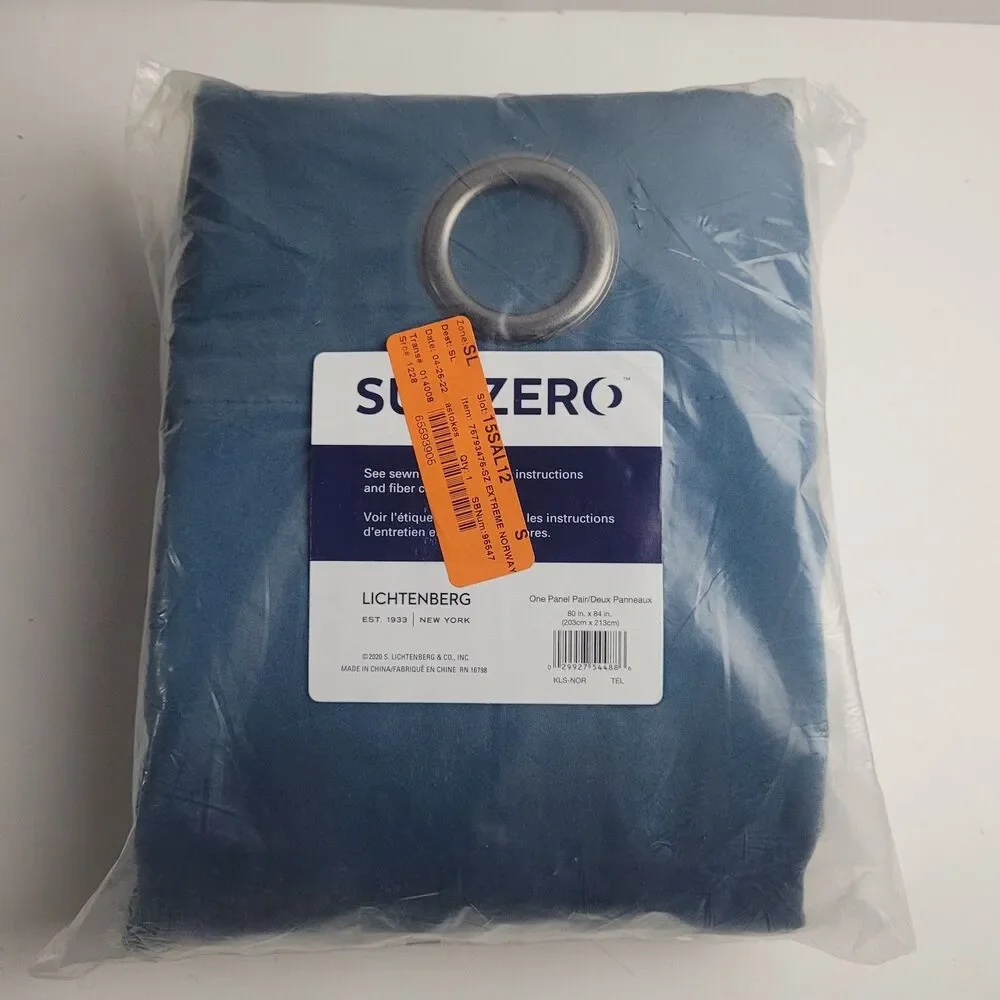 NEW Sun Zero Extreme 2-Pack One Panel Pair Blackout Curtains 80x84 'Teal' #BT2